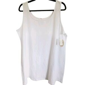 Soma 2X Pima Cotton Tunic Layering Tank Sleeveless Top White NWT *Small  Red Mrk
